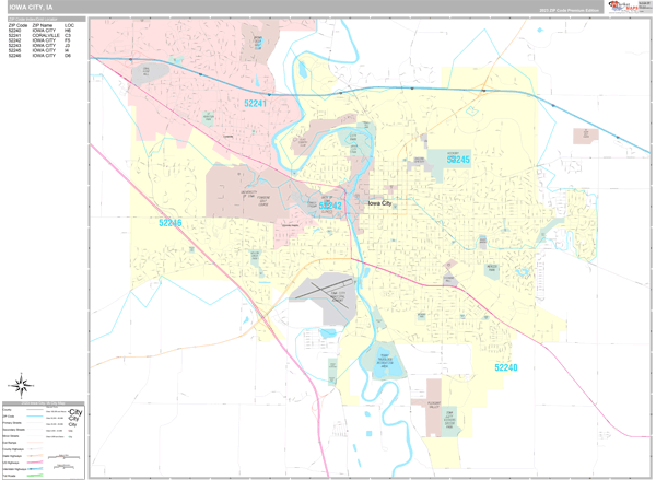 Iowa City City Digital Map Premium Style